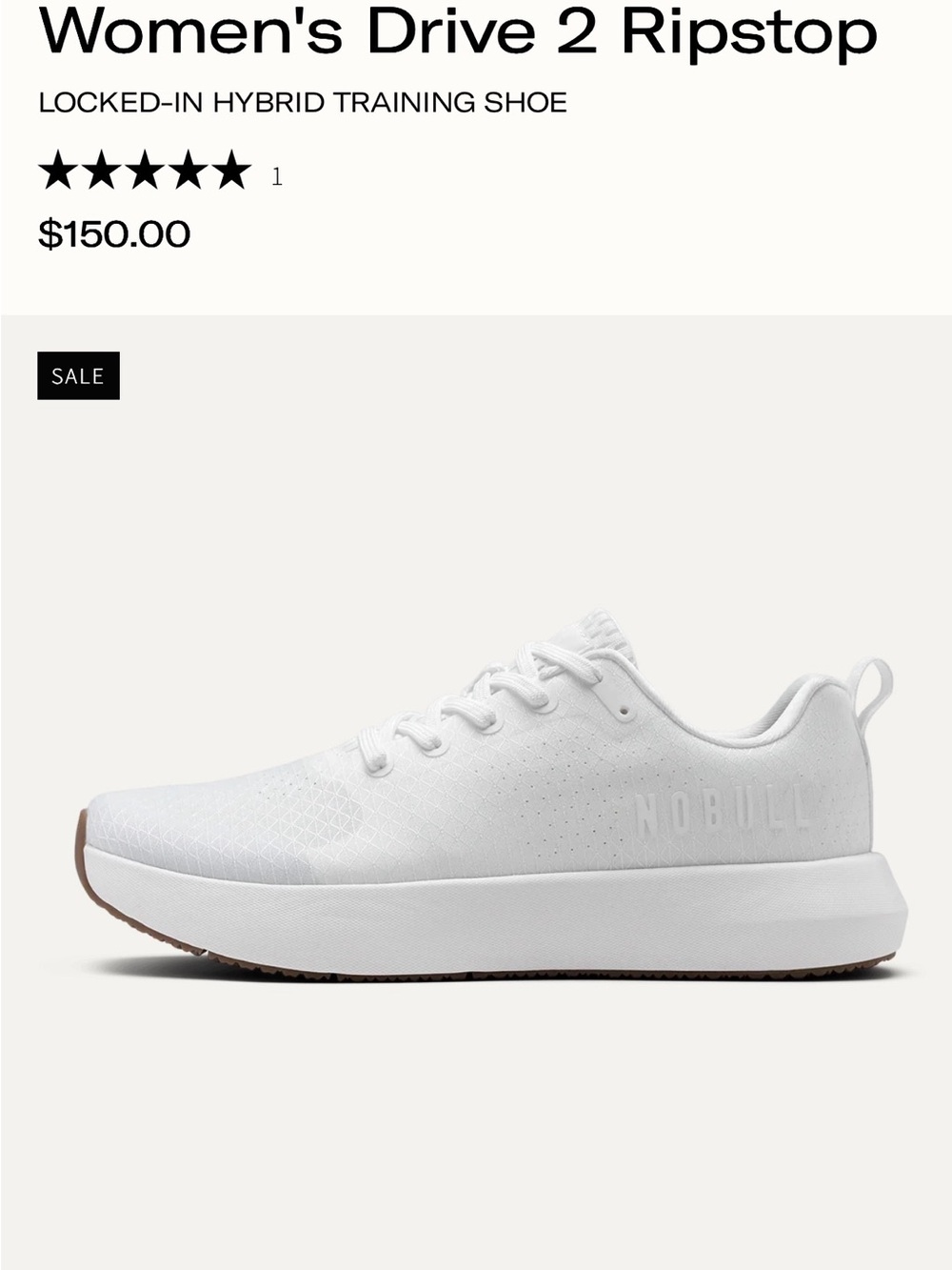 NOBULL Women's Drive 2 Ripstop Shoe — White Gum